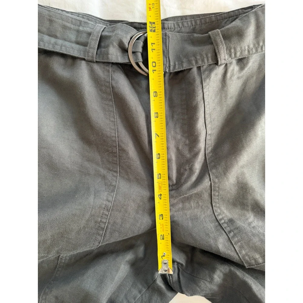 Quince Cotton Linen Twill Cargo Pants M Charcoal Gray Belted Utility Tapered